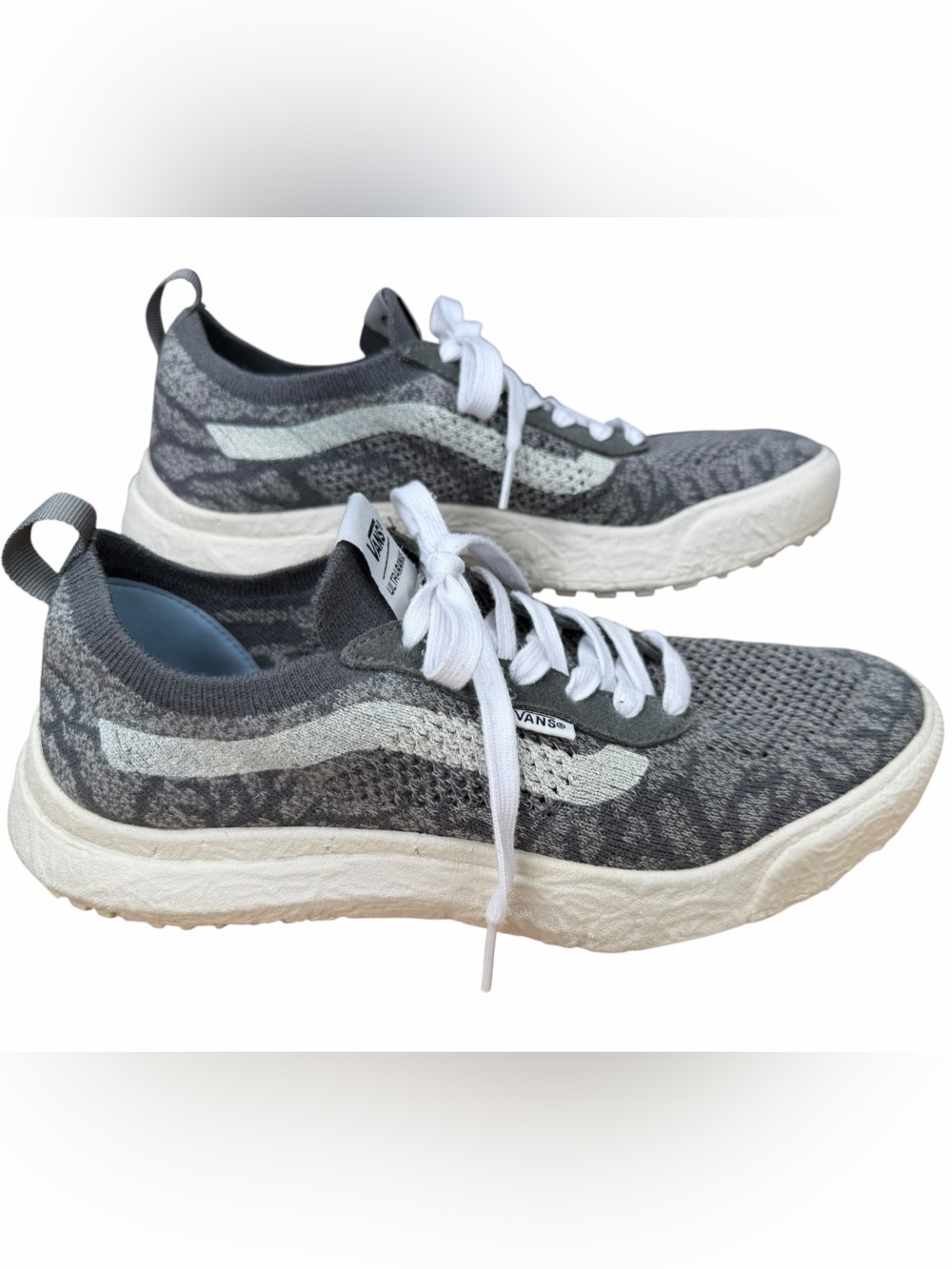 Vans UltraRange Rapidweld Gray White Knit Sneakers Men’s 9 Women’s 10.5
